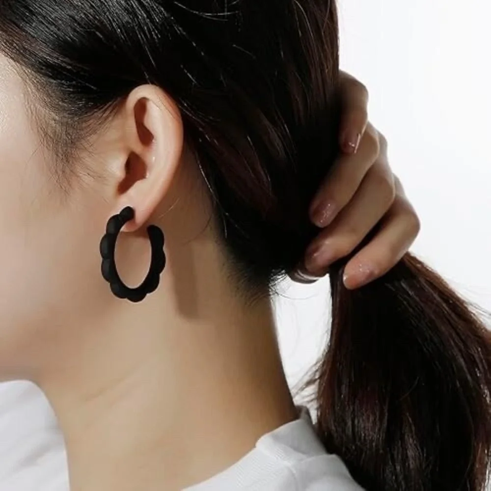 Acrylic Flower Hoop Earrings Lightweight Floral Open Hoops Candy Color Hoop‎